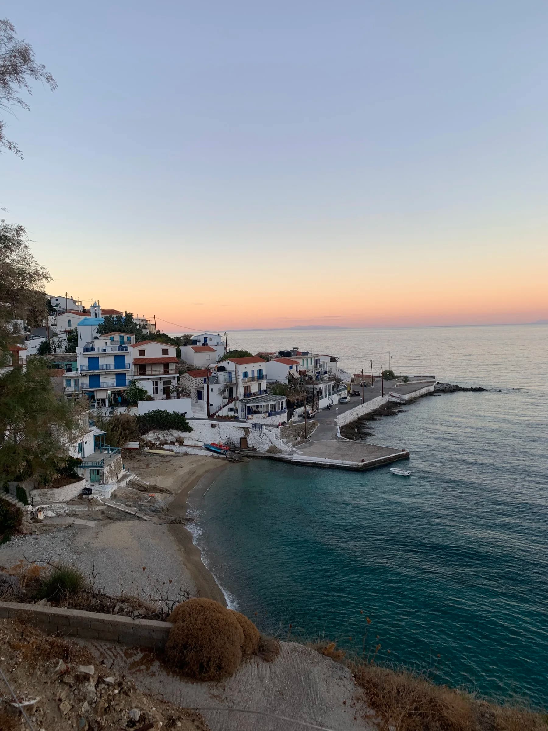 The coast at Armenistis seen from Kochili at sunset